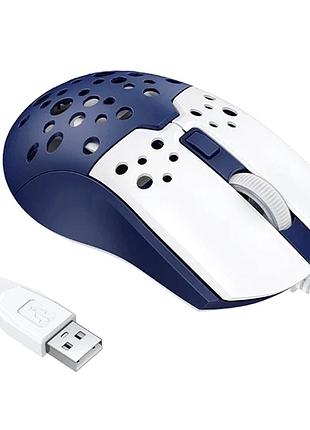 Компьютерная мышь hoco gm51 оптическая проводная usb 6 кнопок rgb подсветка 1200-3600 dpi белая с голубым