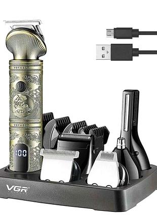Набор для стрижки vgr черный 5w 1200 мач usb нержавеющая сталь для волос бороды усов v-106