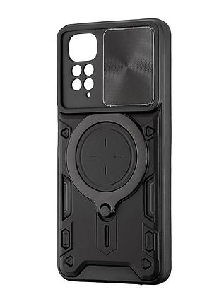 Чехол full protection js magnetic для xiaomi redmi note 11 note 11s 4g поликарбонатный с кольцом черный