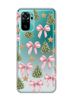 Прозрачный чехол на xiaomi redmi note 10/note 10s рождественский фон (принт 427)