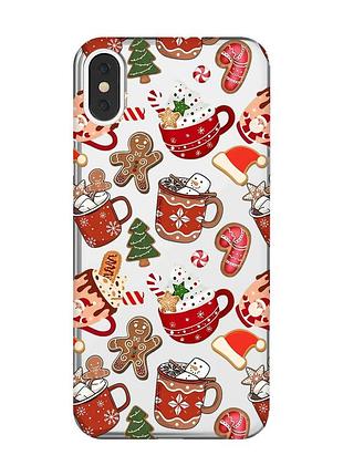 Прозрачный чехол на iphone x / xs рождество (принт 428)