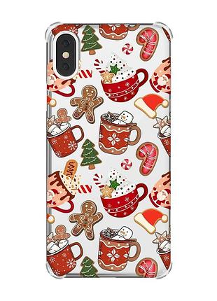 Чехол с утолщёнными углами на iphone x/xs рождество (принт 428)