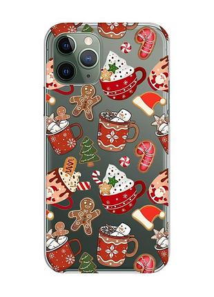 Прозрачный чехол на iphone 12 / 12 pro рождество (принт 428)