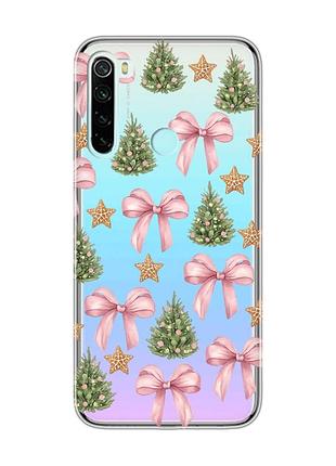 Прозрачный чехол на xiaomi redmi note 8 рождественский фон (принт 427)
