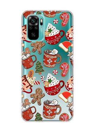 Прозрачный чехол на xiaomi redmi note 10/note 10s рождество (принт 428)