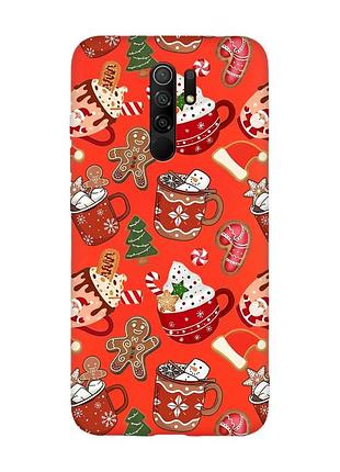 Матовий червоний чохол на xiaomi redmi note 8 pro різдво (принт 428)