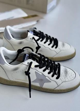 Жіночі білі кросівки кеди golden goose super-star зі срібною зіркою голден-гус 39