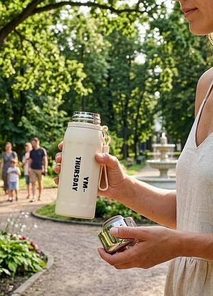 Термос hike 500 мл із ситечком з нержавіючої сталі для гарячих і холодних напоїв beige