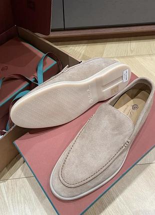 Женские бежевые коричневые замшевые лоферы loro piana лоро пиана summer walk демисезонные туфли
