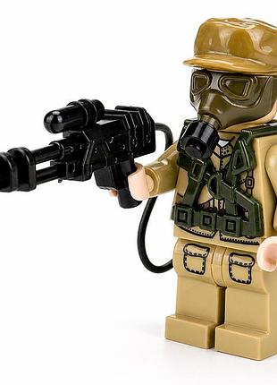 Фигурка японский солдат в кепке с противогазом и огнемётом для lego лего
