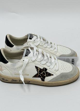 Жіночі білі кросівки кеди golden goose super-star із зіркою голден-гус леопардові
