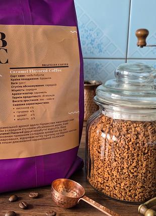 Кава розчинна brazilian coffee caramel flavored 100% робуста, карамель, 500 г