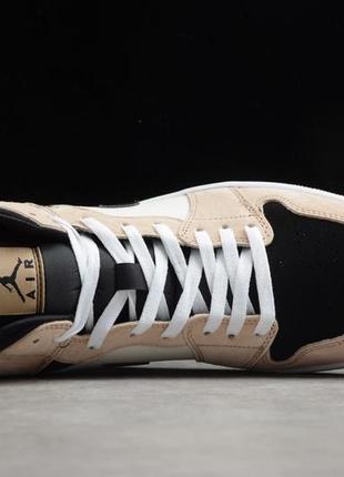 Кроссовки женские nike air jordan 1 beige/black бежевые (найк аир джордан, кросівки)3 фото