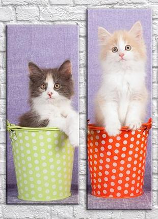 Модульная картина на холсте из 4-х частей "котята"
