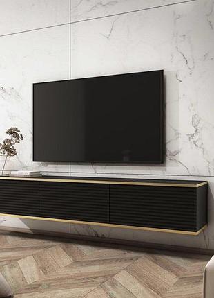 Тумба под телевизор навесная perfect home оро/oro 3-дверная rtv175 mdf черный (pfh-091367)