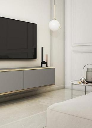 Тумба под телевизор навесная perfect home оро/oro 2-дверная rtv135 серый (pfh-091350)