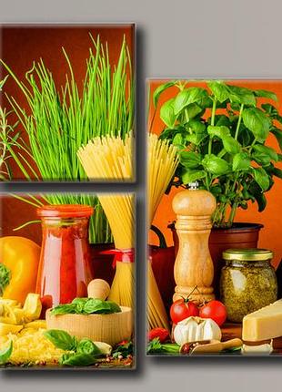 Модульная картина на холсте из 4-х частей "продуктовый натюрморт"