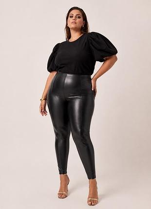 Актуальні лосіни із стрілками з еко-шкіри батал plus size curve f&f 3xl- xxxl ( uk 22-3хл)🔥🔥🔥