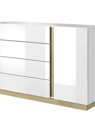 Комод perfect home арко / arco 1-дверний з 4 шухлядами 1d4s/138 білий глянець/дуб грандсон (pfh-091044)