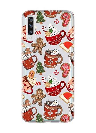 Прозрачный чехол на samsung galaxy a70 (2019)/a705 рождество (принт 428)