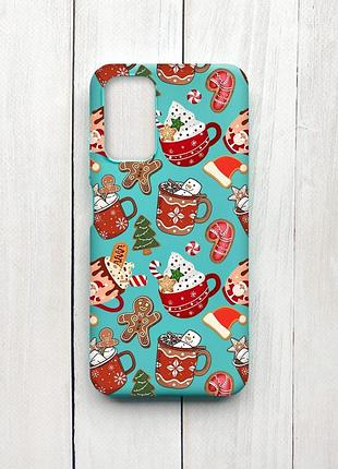 Матовый чехол на xiaomi redmi 9t бирюзовый рождество (принт 428)