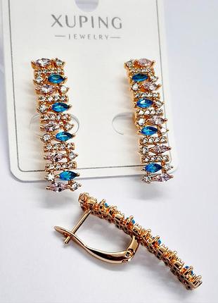 Сережки жіночі медзолото xuping jewelry 18k. 3 см.