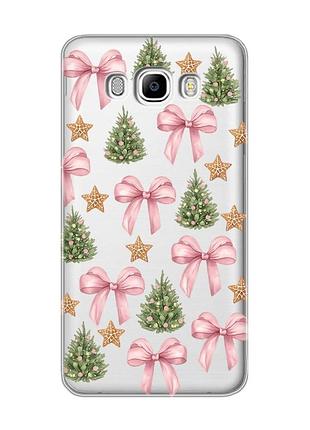 Прозрачный чехол на samsung galaxy j7(2016) j710 рождественский фон (принт 427)