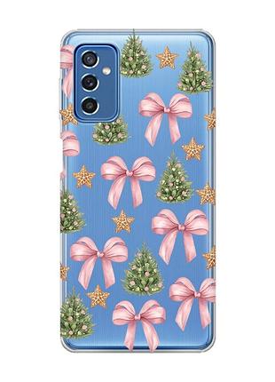 Прозорий чохол на samsung galaxy m52 різдвяний фон (принт 427)
