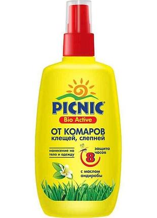 Лосьон от комаров и клещей 100 мл picnic bio active тм picnic