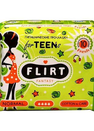 Прокладки гигиенические teen fresh-cottoncare 4 кап.10шт. тм fantasy flirt
