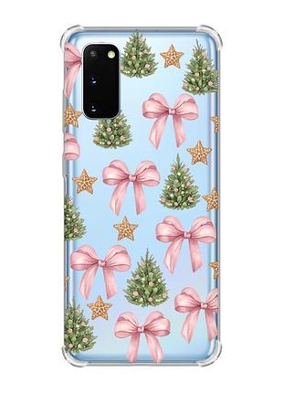 Чохол із потовщеними кутами на samsung galaxy s20 plus різдвяний фон (принт 427)