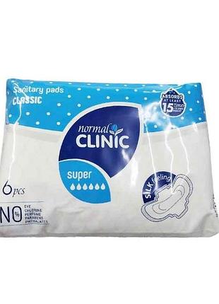 Прокладки гігієнічні 6 шт6 кр. (classic silkdry) тм normal clinique