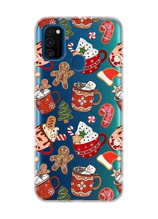 Прозорий чохол на samsung galaxy m30s/m21 різдво (принт 428)