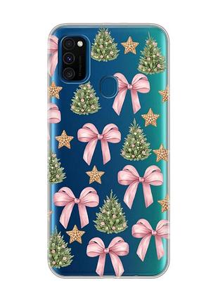 Прозорий чохол на samsung galaxy m30s/m21 різдвяний фон (принт 427)