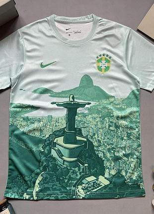 Футболка nike brazil мужская зеленая футболка сборной бразилии найк летняя повседневная xl m
