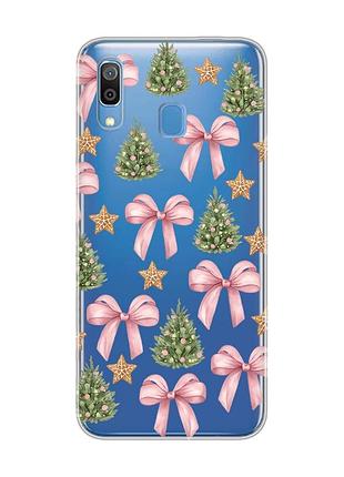 Прозрачный чехол на samsung galaxy a30 (2019)/a20 (2019) рождественский фон (принт 427)