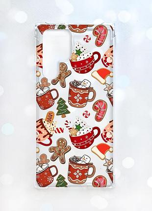 Чехол с утолщёнными углами на samsung galaxy s22 ultra рождество (принт 428)