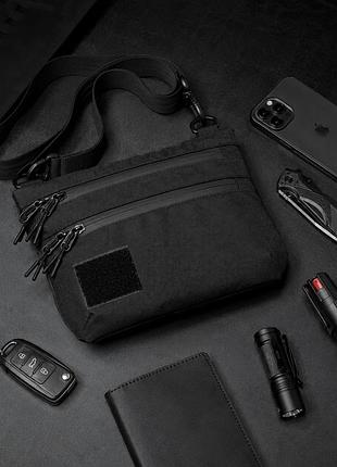 Тактическая черная сумка с cordura 1000d, сумка через плечо с velcro-панелью