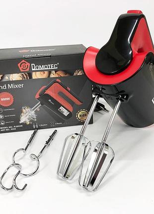Ручной миксер domotec r.6653r кухонный миксер с насадками 5 скоростей 800вт
