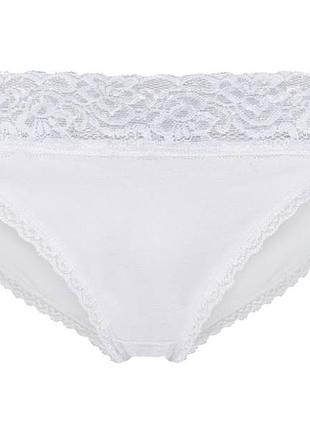 Трусики-сліп бавовняні з мереживом для жінки esmara lycra® 381933 l білий