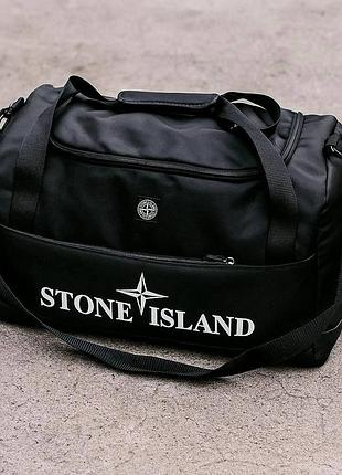 Велика чоловіча дорожня чорна сумка stone island унісекс універсальна на щодень для подорожей на блискавці
