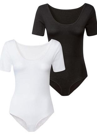 Боді набір 2 шт. з коротким рукавом для жінки esmara lycra® 371425 l чорно-білий