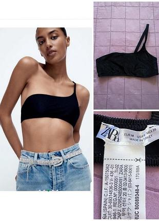 Асиметричний топ в рубчик zara asymmetric one shoulder ribben top, p. xs/s
