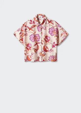 Жіноча сорочка з короткими рукавами в квітковий принт mango