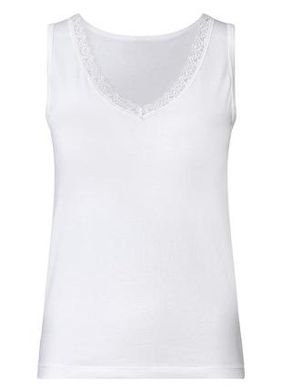Майка бельевая с кружевом для женщины esmara lycra® 434569 l белый