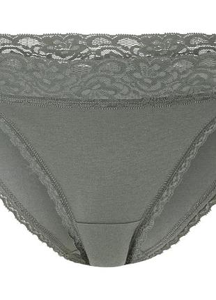 Трусики-сліп бавовняні з мереживом для жінки esmara lycra® 450245 l хакі