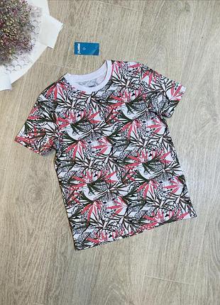 Дитяча футболка для хлопчика pepperts 134/140 см біла листя
