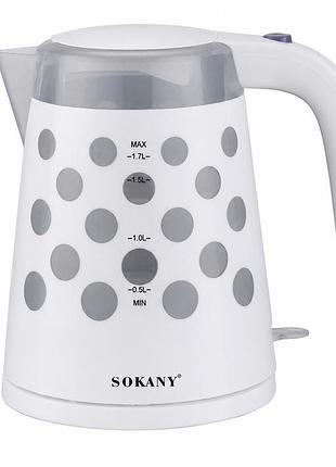 Електричний чайник sokany fk-1621, 1.7 л, 360°, led-підсвітка, автоматичне вимкнення