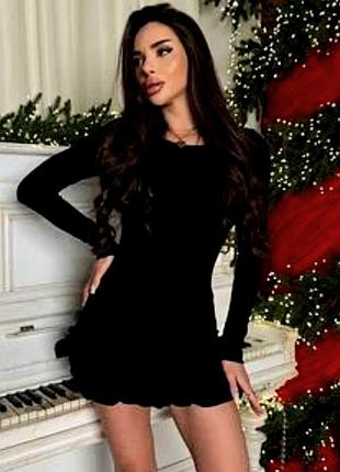 Красива святкова чорна сукня мереживо та шифон🧚‍♀️