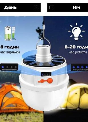 Акумуляторна кемпінгова led лампа світильник jd-2022 із сонячною панеллю, кемпінговий ліхтар-лампа